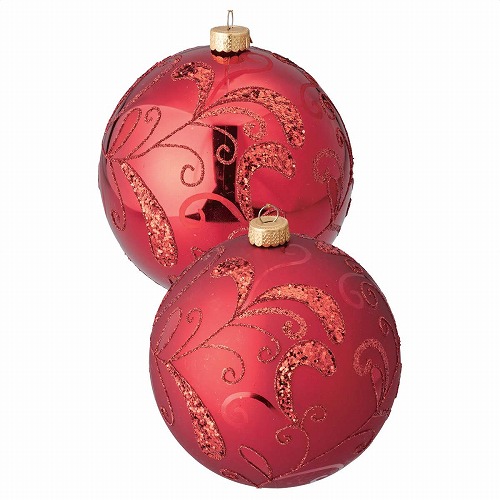 ★58-36-2-2 6個 オーナメントボール 12cmレッド