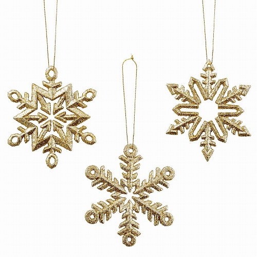 ★58-39-4-2 シャンパンオーナメントセット(スノーフレーク ゴールド)