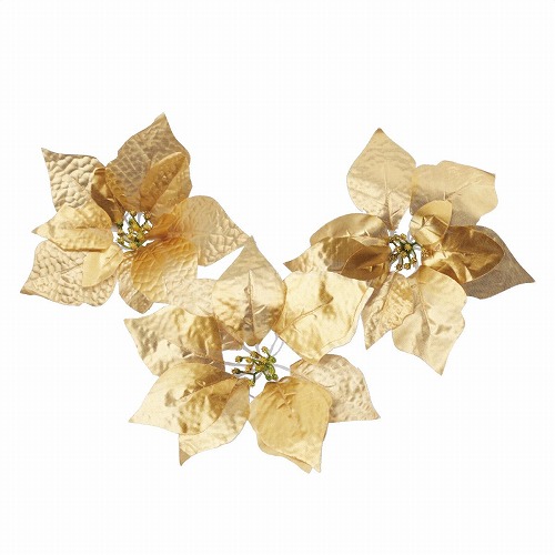 ★58-39-7-2 6個 ポインセチアオーナメント20cmゴールド