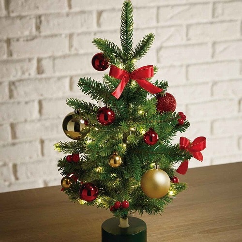 ★58-44-1-1 LED回転クリスマスツリー レッド53cm