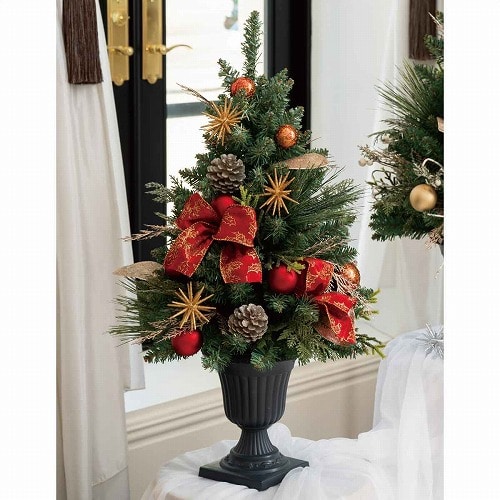 ★58-44-6-1 クラシックポットクリスマスツリー 75cmレッド