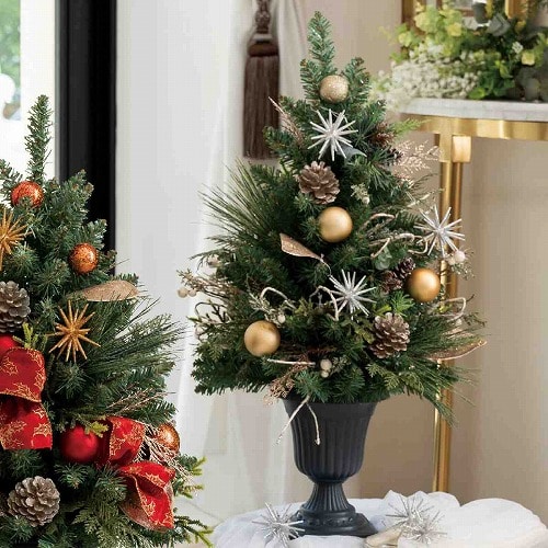 ★58-44-6-2 クラシックポットクリスマスツリー 75cmゴールド