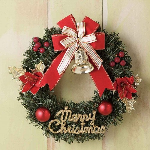 ★58-45-1-1 30cmクリスマスリース (レッド)