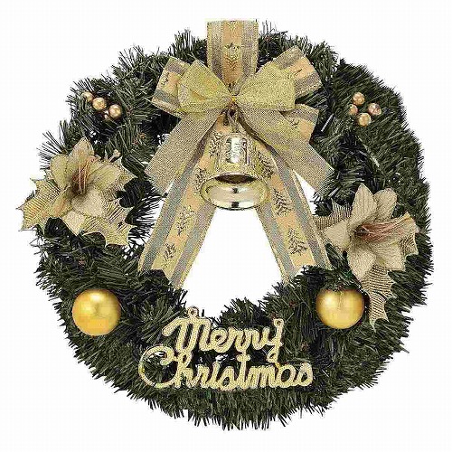 ★58-45-1-2 30cmクリスマスリース (ゴールド)