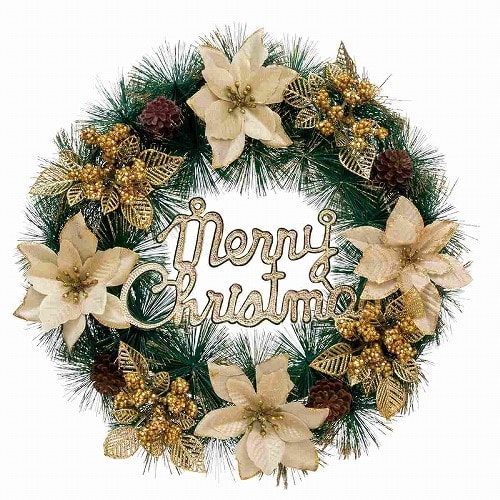 ★58-45-2-2 40cmクリスマスナチュラルリース(ゴールド)