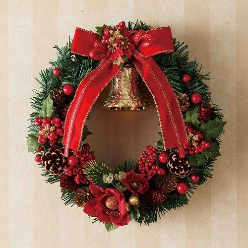 ★58-45-3-1 30cmクリスマスベルリース(レッド)