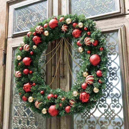 ★58-46-1-2 デラックス クリスマスリース直径80cm