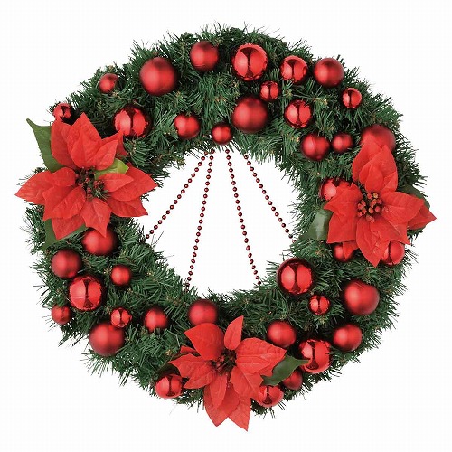 ★58-46-2-1 50cmクリスマスビーズリース(レッド)