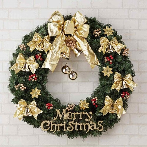 ★58-46-3-2 80cmビッグクリスマスリース(ゴールド)