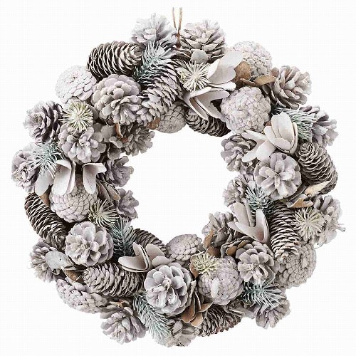 ★58-47-7-4 ナチュラル クリスマスリース(大)ホワイト