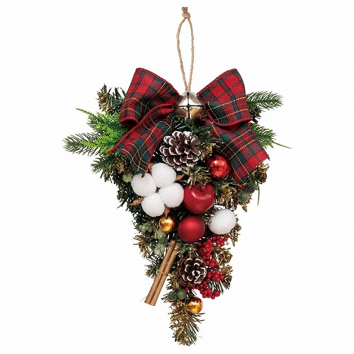 ★58-48-2-3 リボンスワッグ30cm チェックリボン