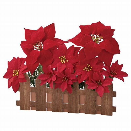 ★58-53-1-1 ポインセチア造花垣根アレンジレッド