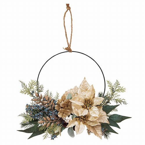 ★58-55-2-1 ウィンターポインセチア造花リース