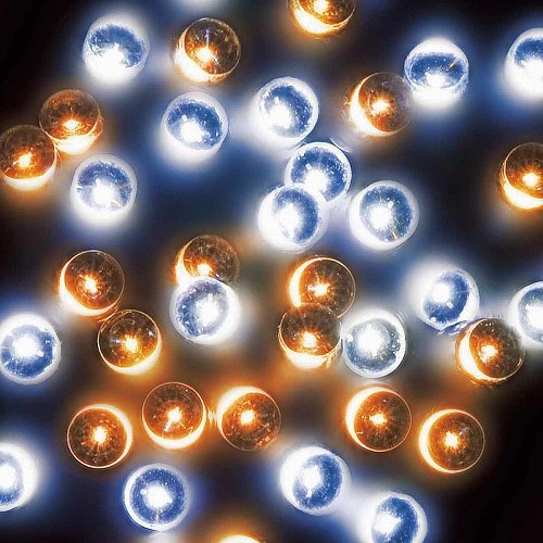 ★58-59-1-6 連結可LEDイルミネーションストレートライト 100球 ホワイト/ゴールド