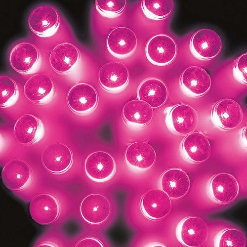 ★58-59-1-7 連結可LEDイルミネーションストレートライト 100球 ライトピンク