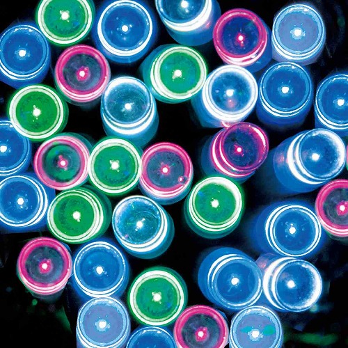 ★58-59-1-8 連結可LEDイルミネーションストレートライト 100球 パステルミックス