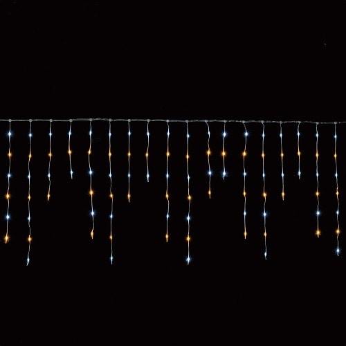★58-67-1-3 LED 100球 つららイルミネーションライト幅180×高さ70cm ホワイト/ゴールド