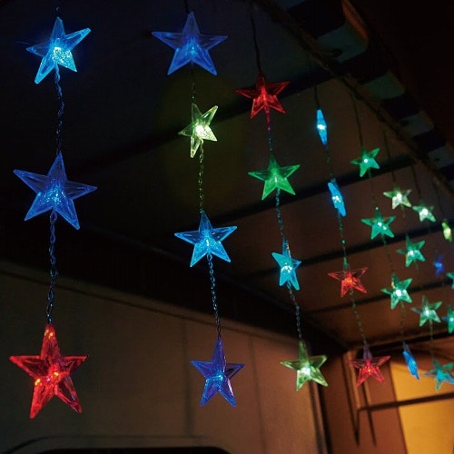 ★58-70-2-1 LED 20連 スターカーテンライトレインボー