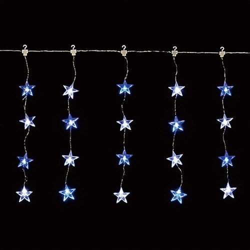 ★58-70-2-2 LED 20連 スターカーテンライトホワイト/ブルー