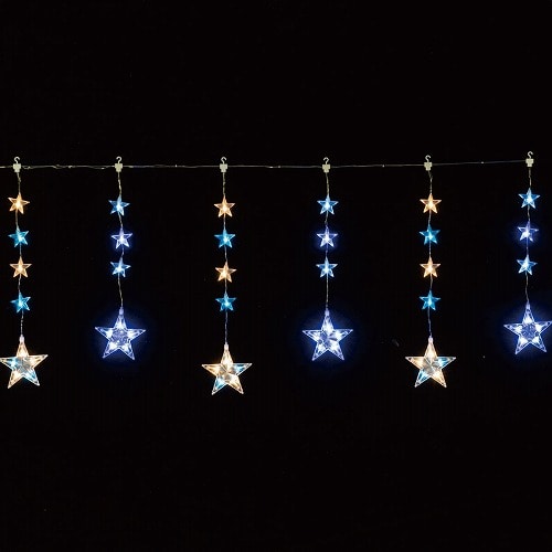 ★58-70-4-2 LED 6連 スターカーテンライト 61球ジュエルスター