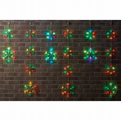 ★58-70-5-3 LED 6連 スノーフレークカーテンライト144球 レインボー