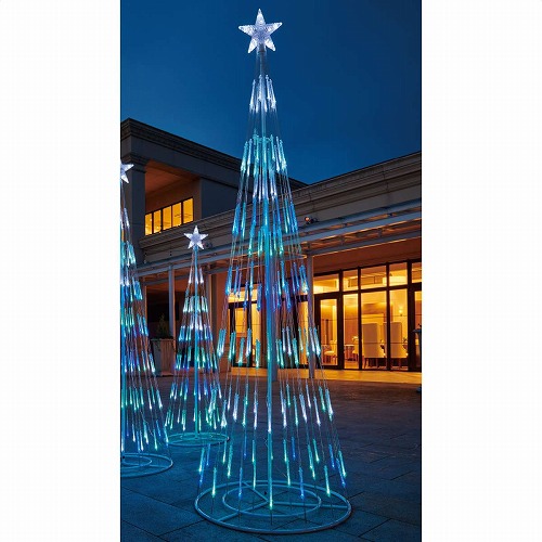 ★58-74-1-3 LEDシャイニングタワーライト クリスマスツリー アイスブルー高さ240cm