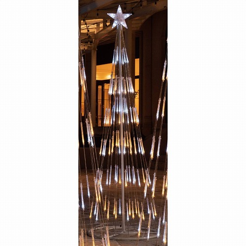 ★58-74-2-1 LEDシャイニングタワーライト クリスマスツリー ホワイトゴールド高さ180cm