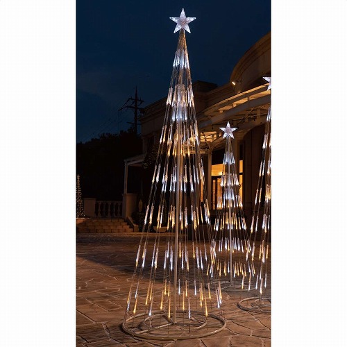 ★58-74-2-3 LEDシャイニングタワーライト クリスマスツリー ホワイトゴールド高さ240cm