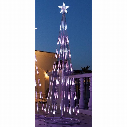 ★58-75-1-2 LEDシャイニングタワーライト クリスマスツリー ピンク/ホワイト高さ210cm