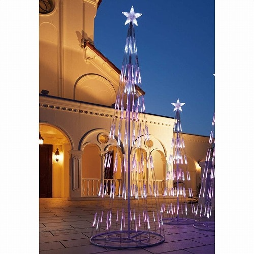 ★58-75-1-3 LEDシャイニングタワーライト クリスマスツリー ピンク/ホワイト高さ240cm