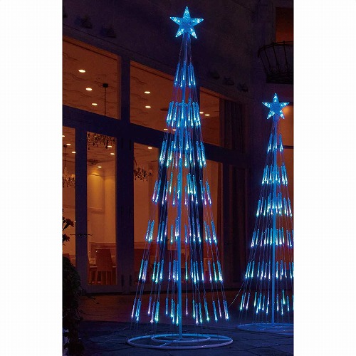 ★58-75-2-2 LEDシャイニングタワーライト クリスマスツリー ブルーグラデーション 高さ210cm