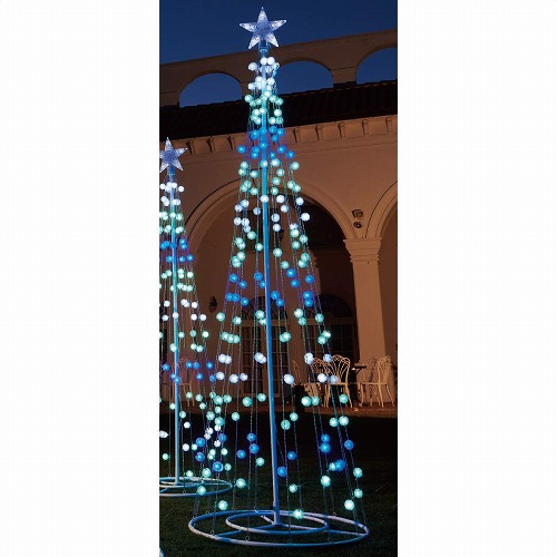 ★58-76-2-2 LEDタワーライト クリスマスツリーケサランパサラン アイスブルー高さ210cm