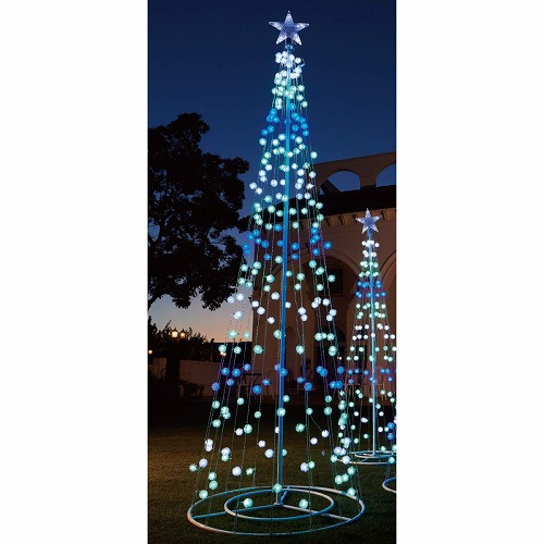 ★58-76-2-3 LEDタワーライト クリスマスツリーケサランパサラン アイスブルー高さ240cm