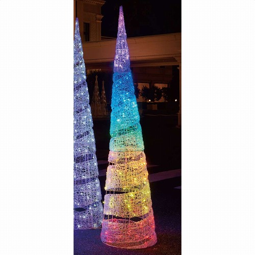 ★58-77-2-3 LEDスパイラルライト クリスマスツリー210cm レインボー