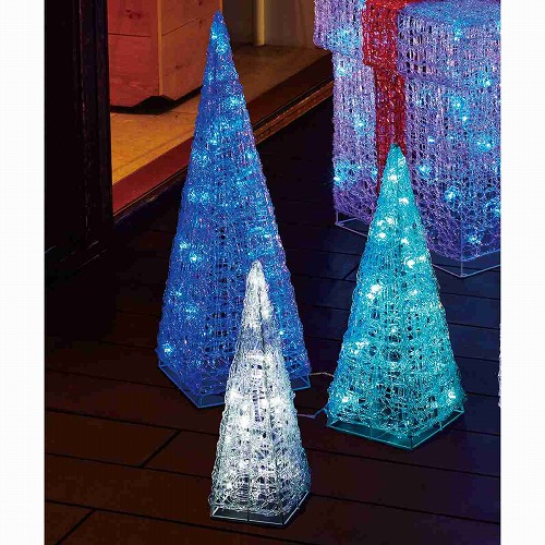 ★58-78-3-1 LED 3連クリスタルクリスマスツリー(ブルーグラデーション)