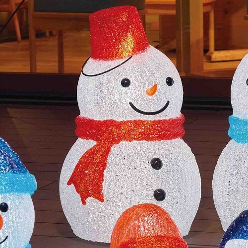 ★58-86-1-1 LEDブリリアントモチーフライト バケツスノーマン レッド高さ58cm