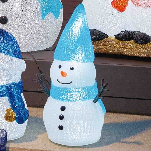 ★58-86-7-1 LEDブリリアントモチーフライトとんがり帽子スノーマン 高さ43cm