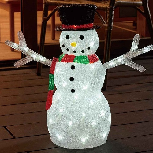 ★58-88-6-1 LEDクリスタルモチーフ ハットスノーマン高さ50cm