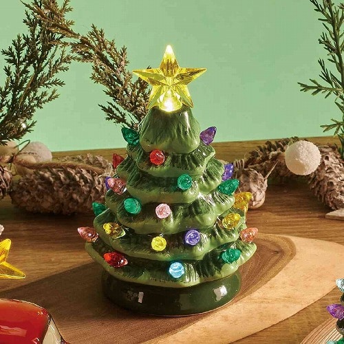 ★58-96-7-1 LEDセラミックスタンド クリスマスツリー幅10×高さ18cm