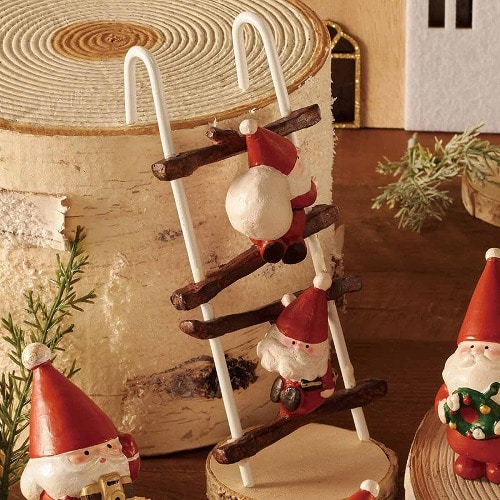 ★58-96-8-6 レジンサンタオブジェはしごサンタ2人