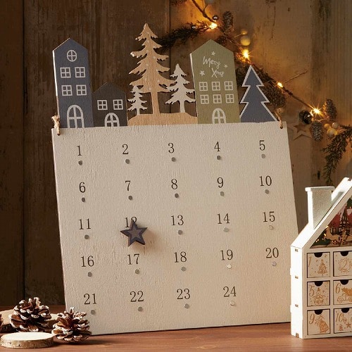 ★58-97-4-1 木製アドベントカレンダーホワイト高さ43cm