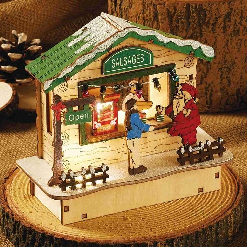 ★58-97-7-1 LEDウッドハウス 幅15cmグリーン