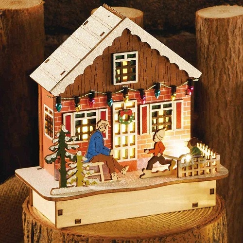 ★58-97-7-3 LEDウッドハウス 幅15cmピンク