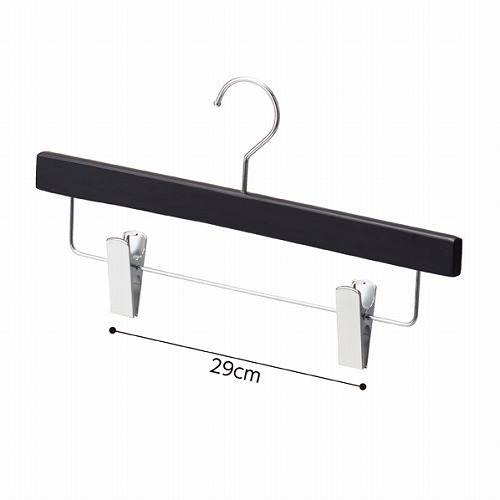 ★61-192-17-1 木製ボトムハンガー【10本】 ブラック下型クリップ付き(メープル)下型クリップ付き