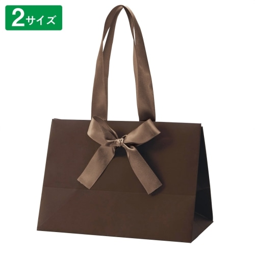 ★58-154-8-4 手提げ紙袋 ノブレス ブラウン幅23×奥行12×高さ18cm
