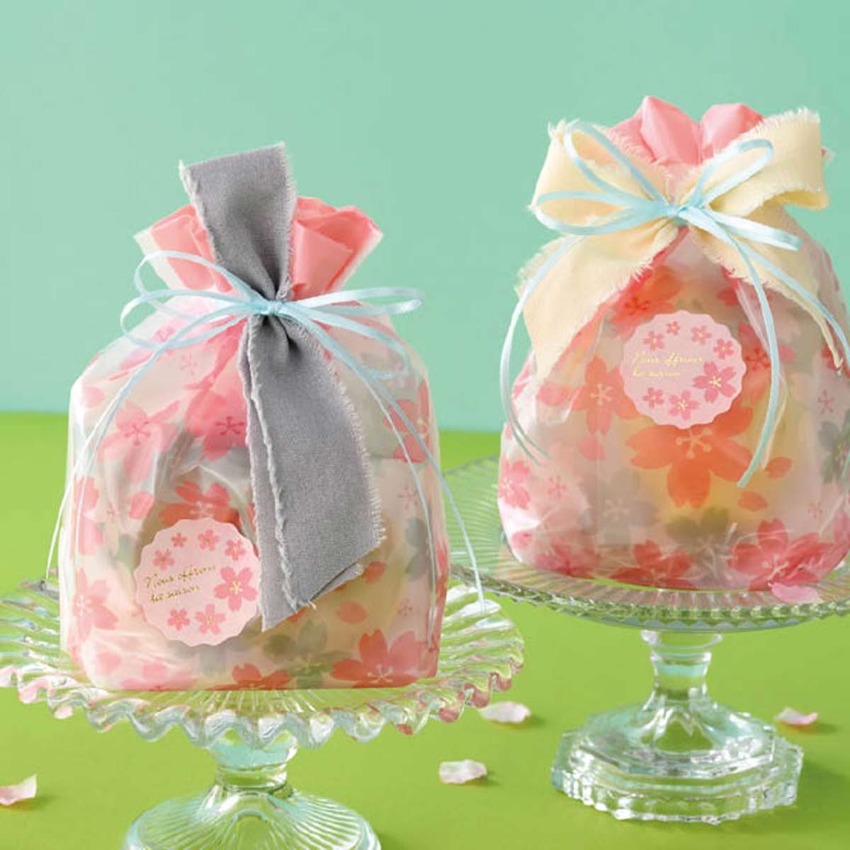 ★53-27-3-1 フロスト巾着バッグ さくら