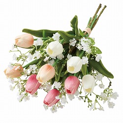 ★53-16-4-1 チューリップかすみ草造花ブーケ42cm