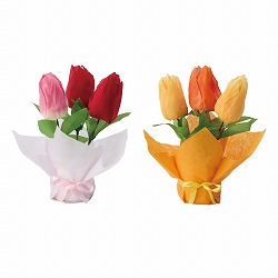 ★53-16-8-1 3個 チューリップ造花プチラップセット 高さ19cm