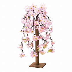 ★53-4-2-1 卓上しだれ桜立ち木(造花) H58cm