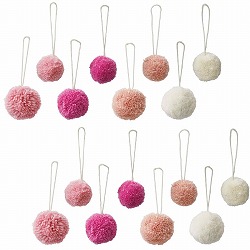 ★53-4-8-1 ポンポンオーナメント16個セットピンク